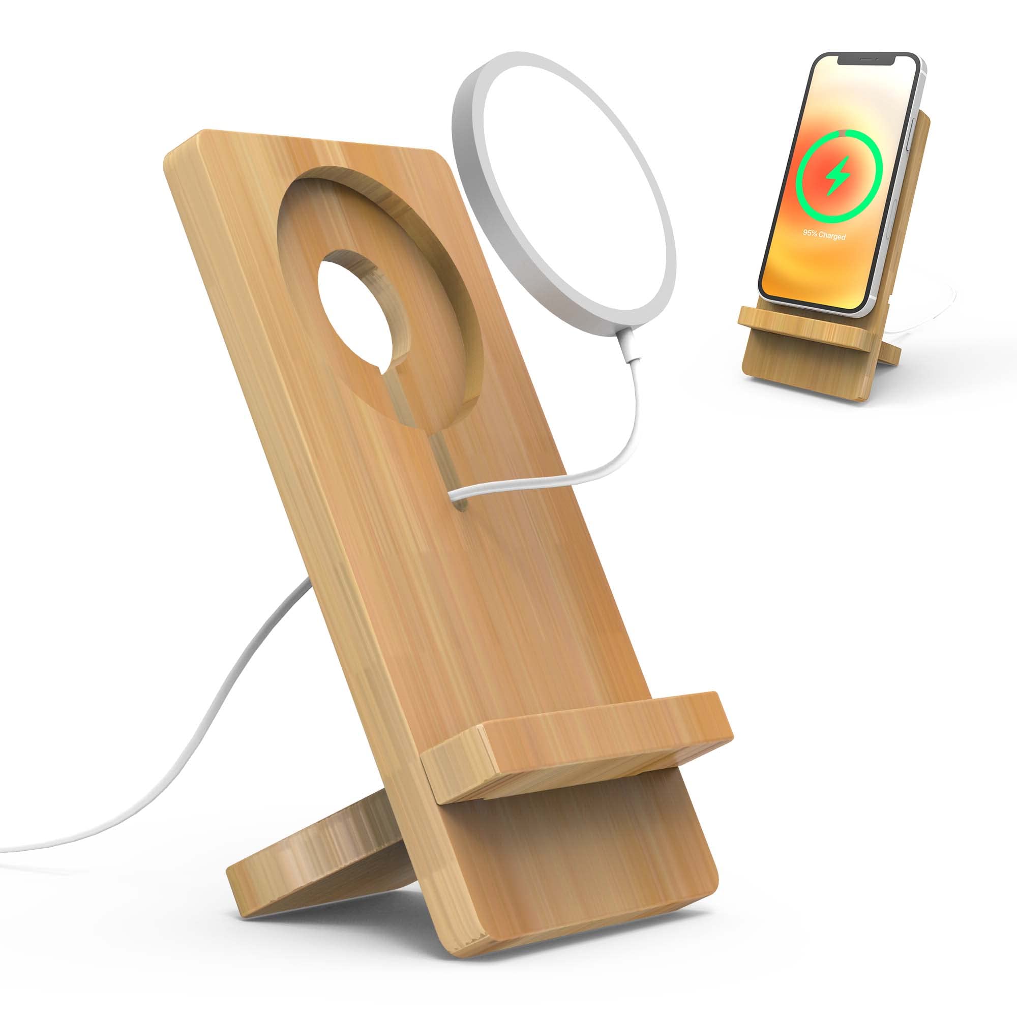 Amazon.co.jp: MagSafe充電器用スタンド 竹木製携帯電話スタンド